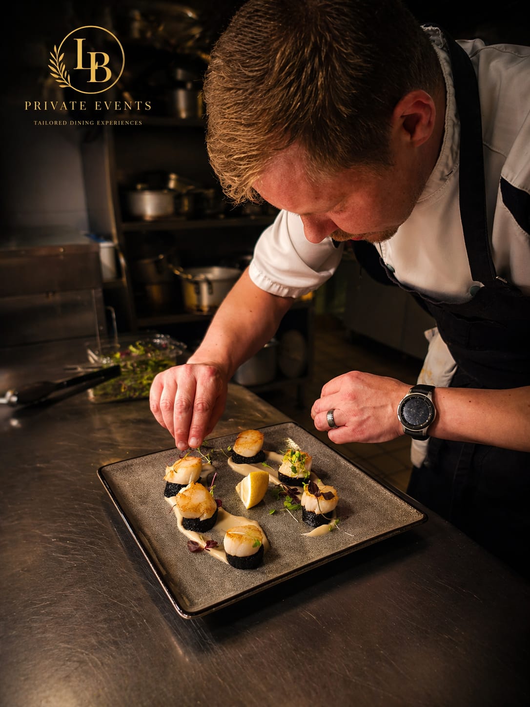 Chef plating dish